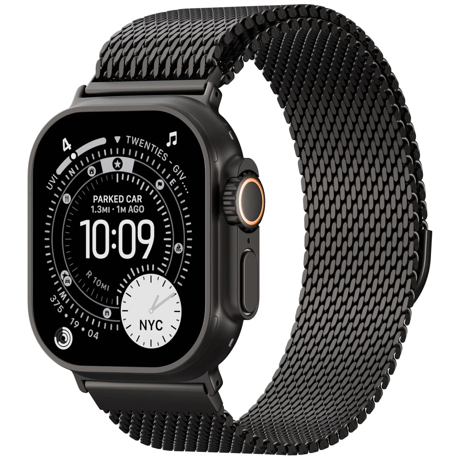 Steezrd Magnetic Milanese Loop Watch Band for Apple Watch 38mm-49mm | Breathable Stainless Steel Strap — Black