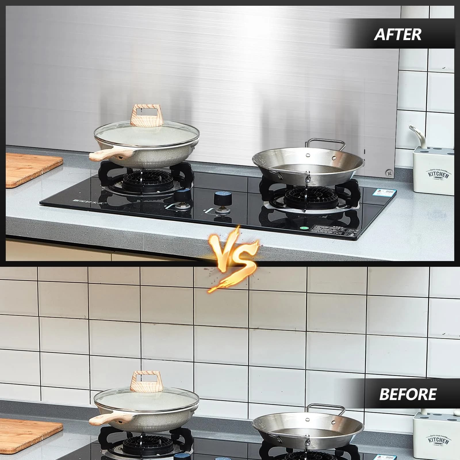 Yaocom Stainless Steel Backsplash for Stove, 30x12 Inch | Protects Kitchen Walls from Splatter - view 4