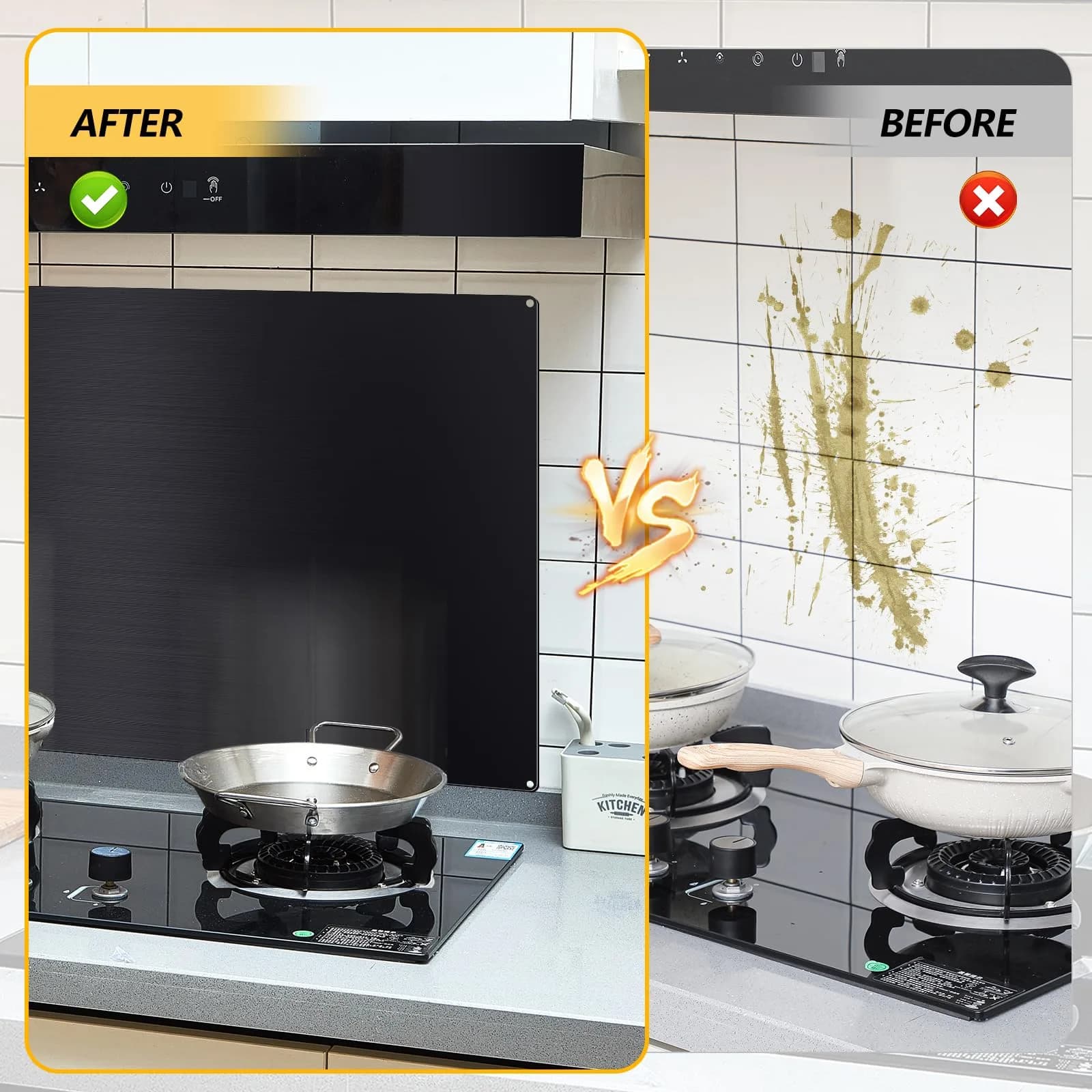 Yaocom Black Stainless Steel Backsplash for Stove, 30x12 Inch | Kitchen Wall Protection thumbnail 4