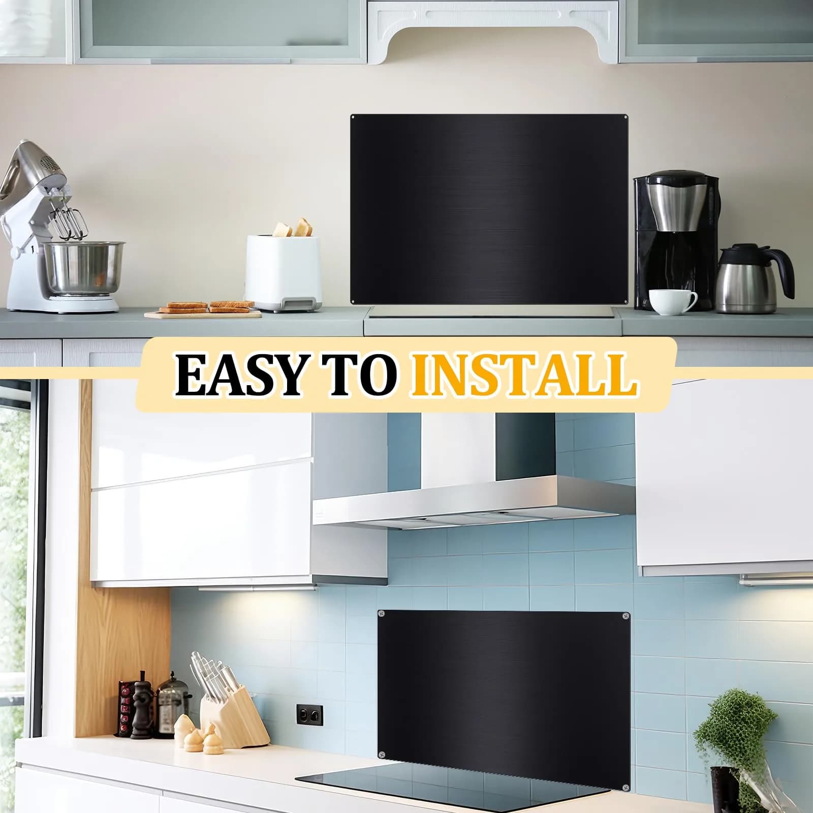 Yaocom Black Stainless Steel Backsplash for Stove, 30x12 Inch | Kitchen Wall Protection thumbnail 5