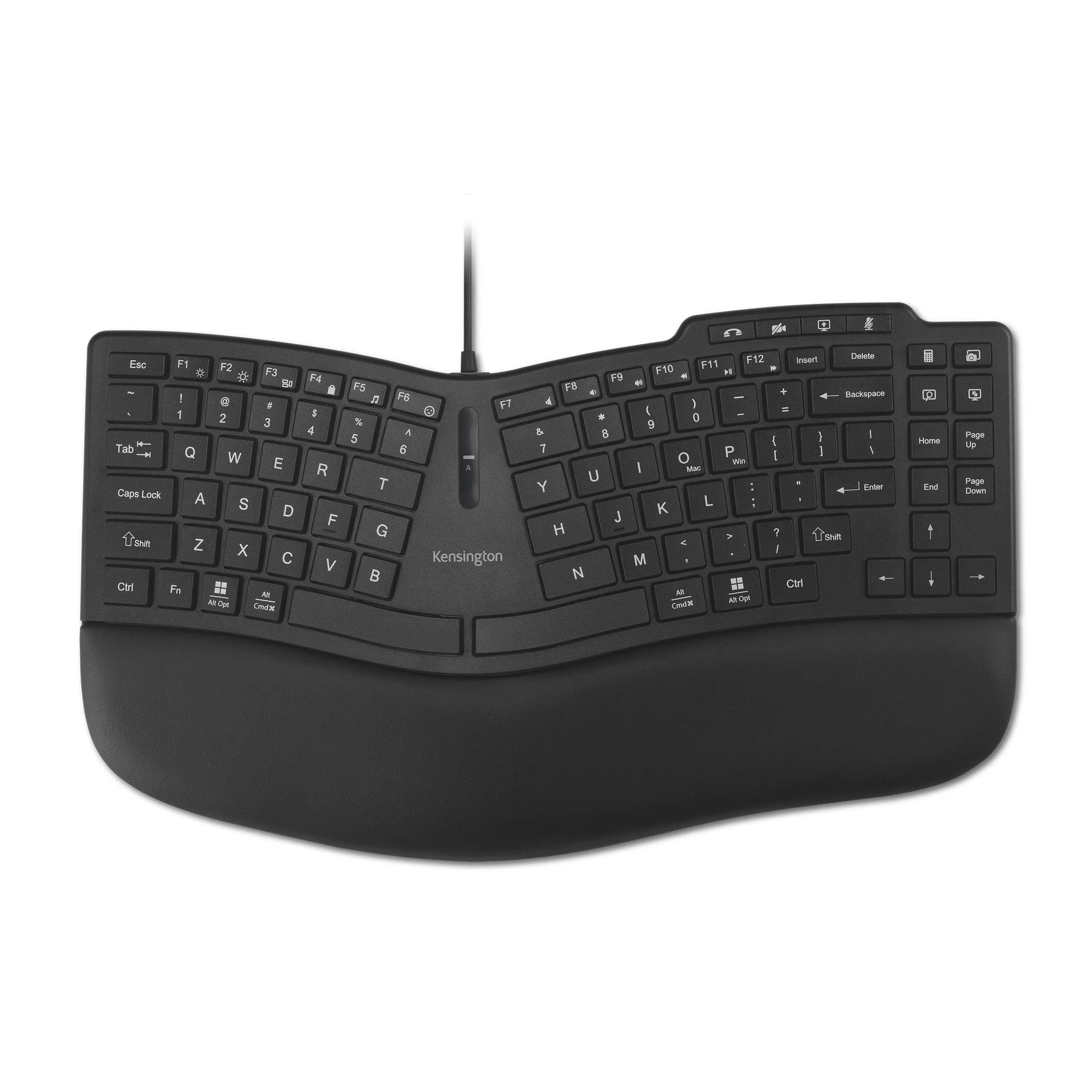 Kensington Pro Fit Ergo KB675 EQ TKL Wired Keyboard | Ergonomic, Programmable Keys, USB-A — Black
