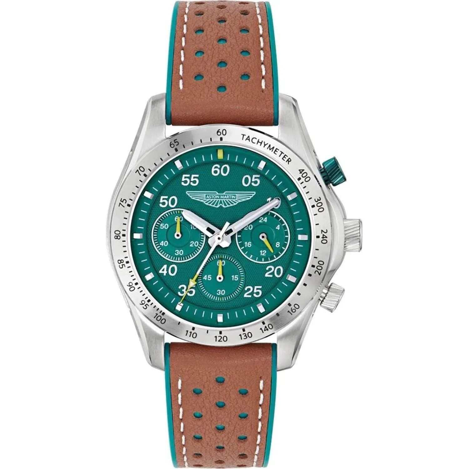 Aston Martin Unisex Chronograph Quartz Watch Aml Thrill SGT W | 42mm Stainless Steel Green Dial