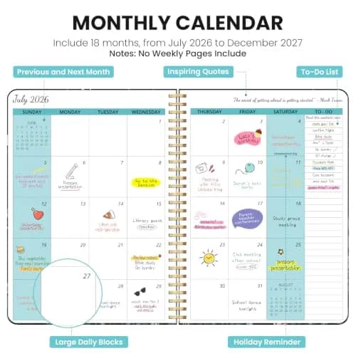 Taja Monthly Planner 2026-2027, 18-Month Aesthetic Calendar, Jul 2026-Dec 2027 | 10 x 7 Inch Spiral Bound Organizer thumbnail 2