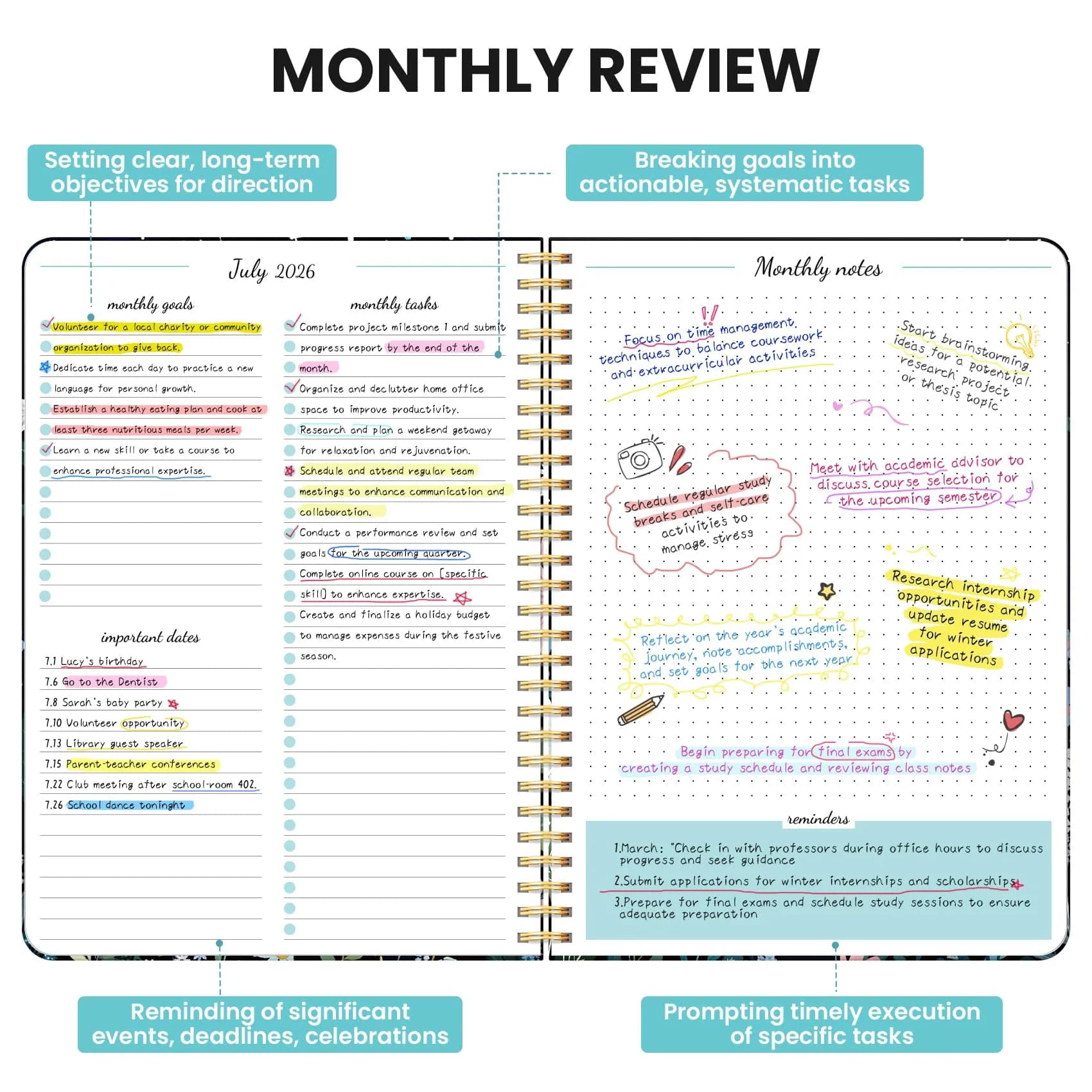 Taja Monthly Planner 2026-2027 D-Celestial Aesthetic Calendar, Jul 2026-Dec 2027, 24 Pages - view 3