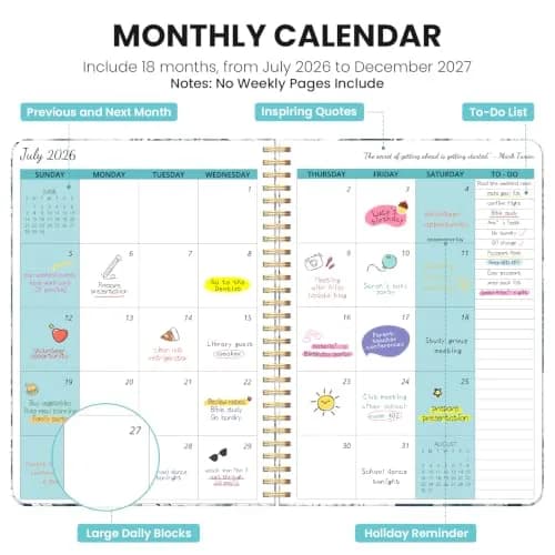 Taja Monthly Planner 2026-2027, 18-Month Aesthetic Calendar, Jul 2026-Dec 2027, 24 Pages thumbnail 2