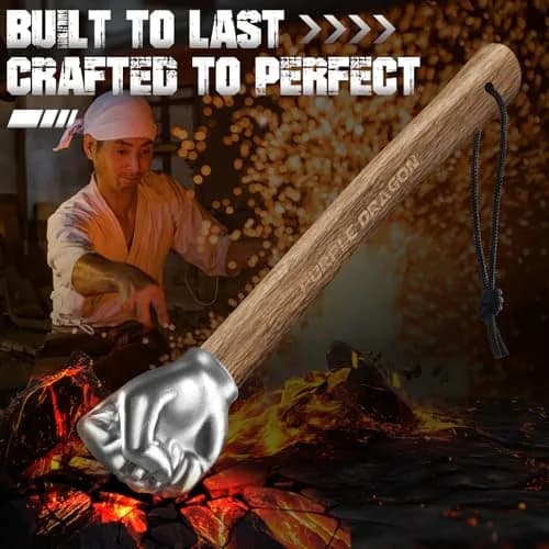 Purple Dragon 2Lb Fist Hammer Tool with Wooden Handle | Multi-Purpose Hand Tool for DIY & Camping thumbnail 4