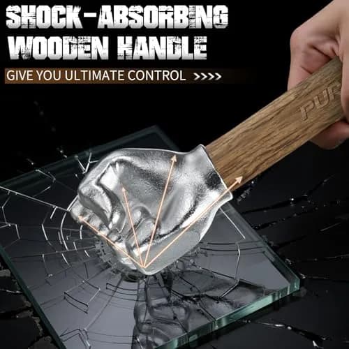 Purple Dragon 2Lb Fist Hammer Tool with Wooden Handle | Multi-Purpose Hand Tool for DIY & Camping thumbnail 5