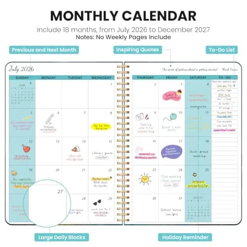 Taja Monthly Planner 2026-2027 18-Month Calendar 10 x 7 inches | Aesthetic Design for Students and Professionals thumbnail 2