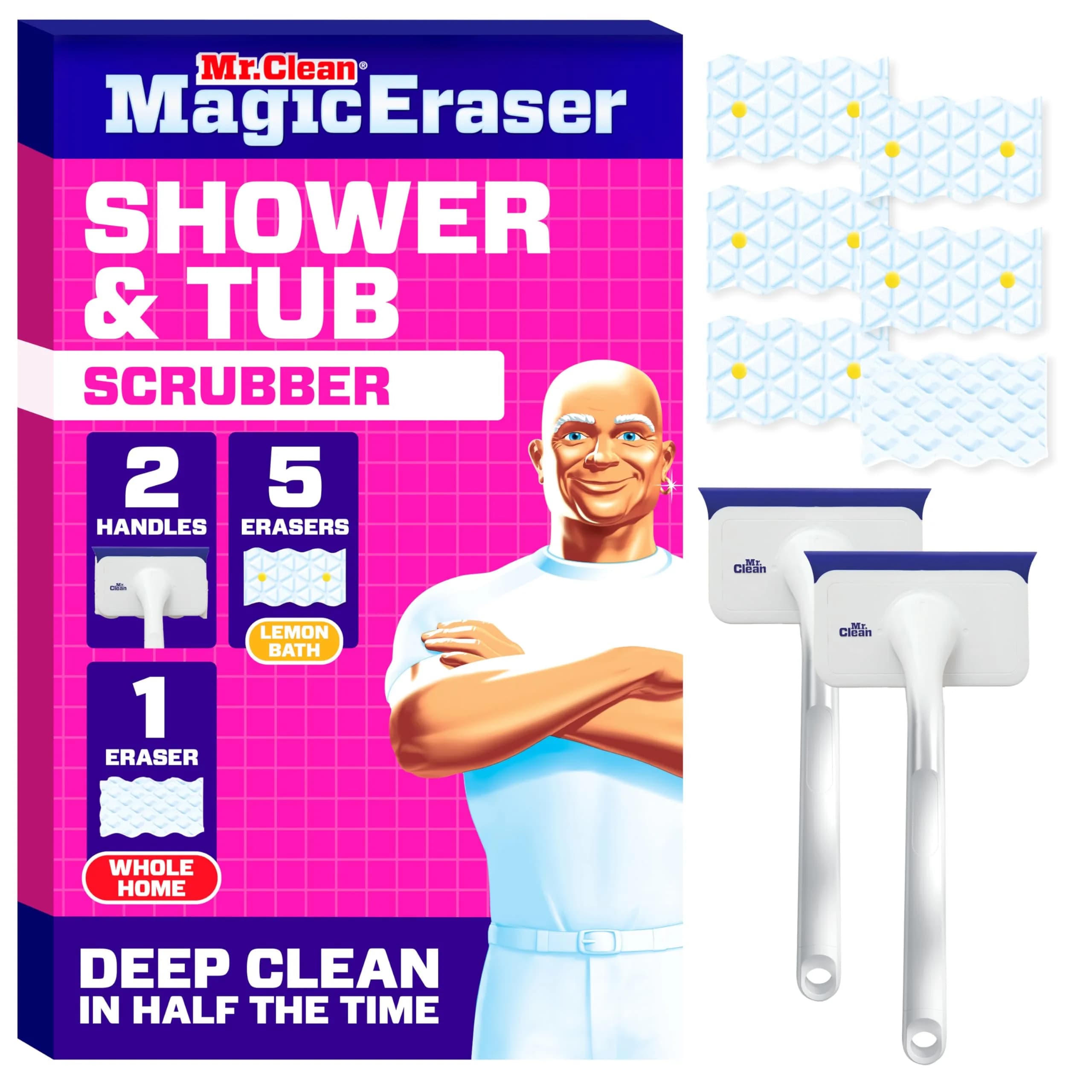Mr. Clean Magic Eraser Shower & Tub Scrubber Starter Kit with Lemon Foaming Erasers & Extra Durable Eraser - main product image