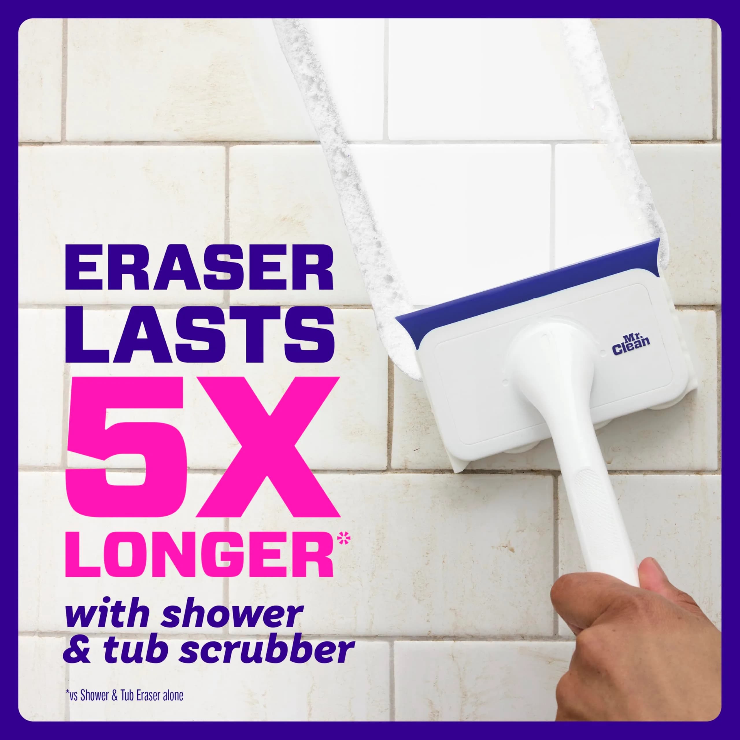 Mr. Clean Magic Eraser Shower & Tub Scrubber Starter Kit with Lemon Foaming Erasers & Extra Durable Eraser - view 6