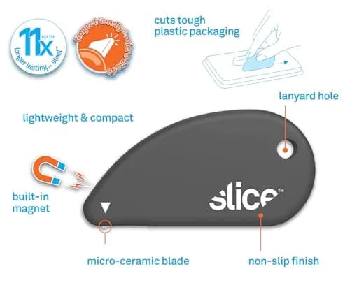 Slice Micro Safety Cutter 2 Pack Millennial Gray | Safe Ceramic Blade Lasts 11x Longer thumbnail 2
