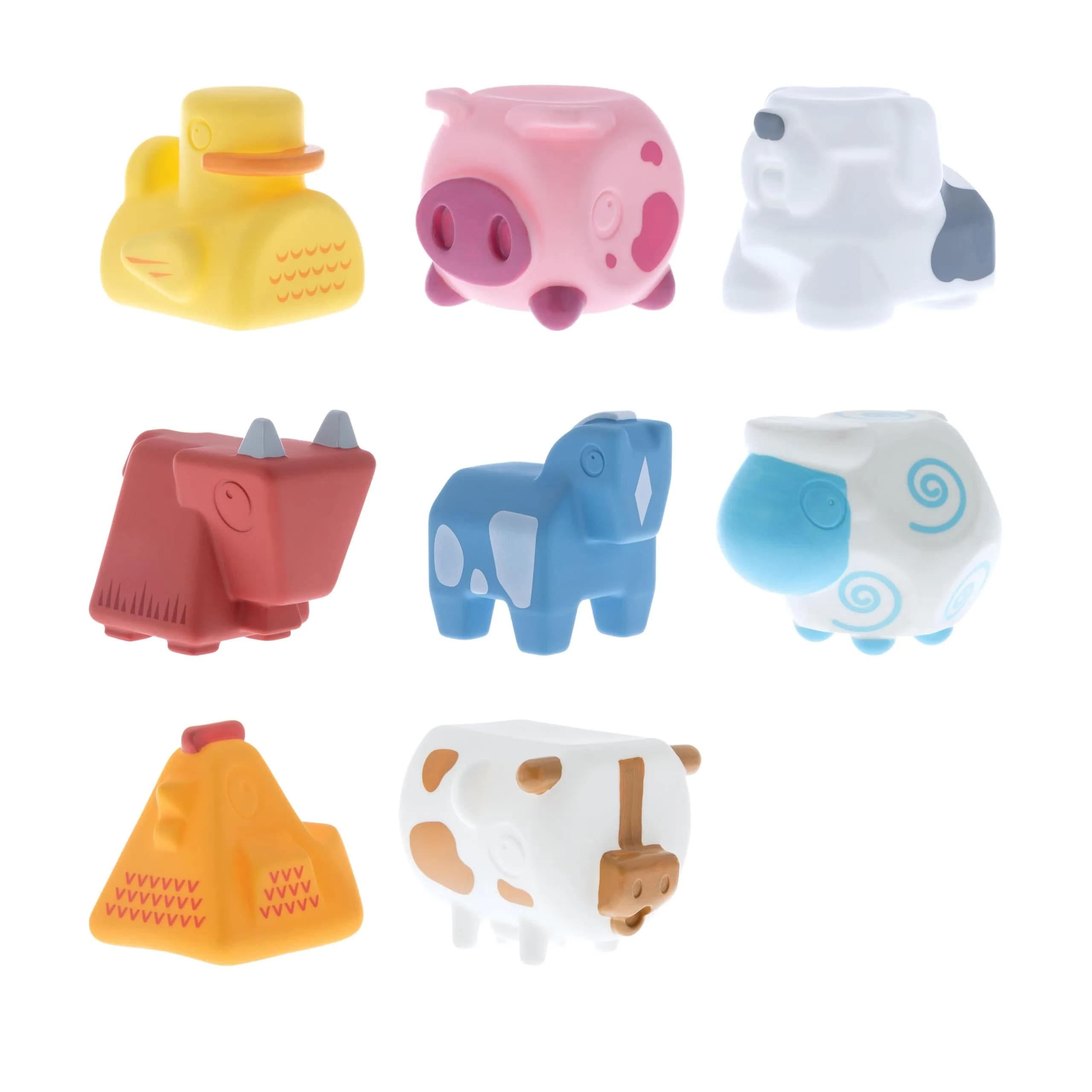 Nuby Farm Animal Bath Toys 7.0cm (2.75in) | Stackable, BPA-Free, Easy-Clean for Babies 6+ Months — Farm Animals