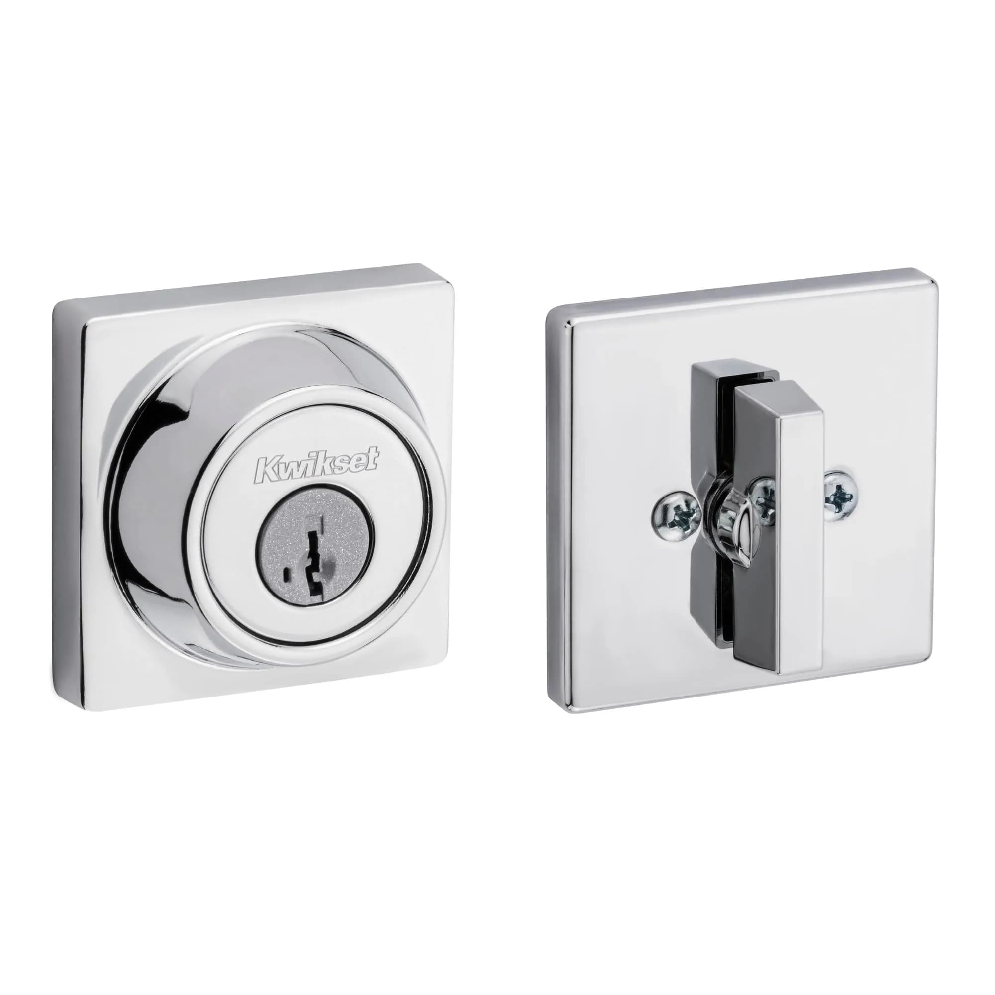 Kwikset 660 Series Square Handleset with Deadbolt, Polished Chrome - Secure Entry Lock - main product image