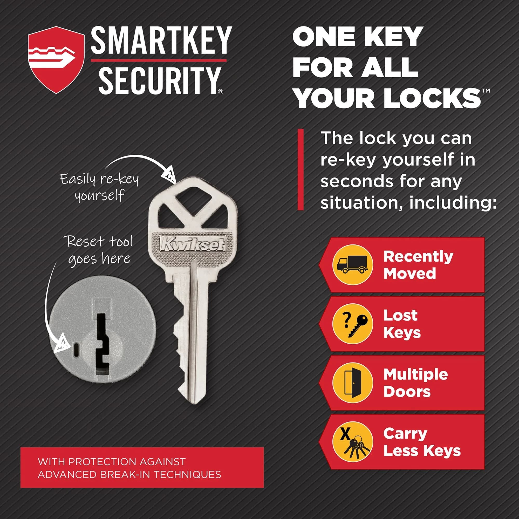 Kwikset 660 Series Entry Handleset with SmartKey Deadbolt, Satin Chrome, Fits 1-3/8" to 1-3/4" Doors - view 5