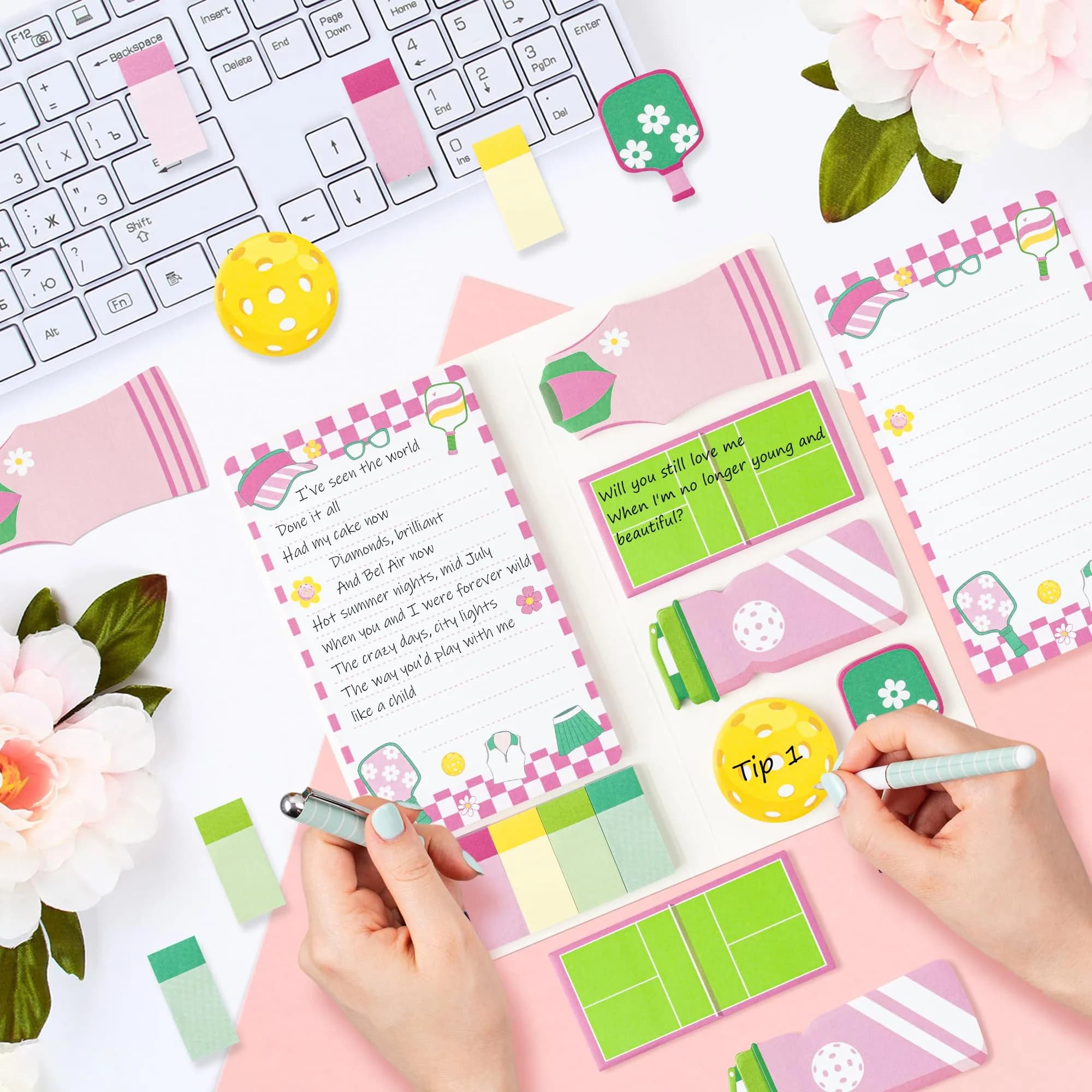 Xqumoi Pink Pickleball Sticky Notes Set (550 Sheets) | Cute Sports Memo Pads for Students & Office - view 3