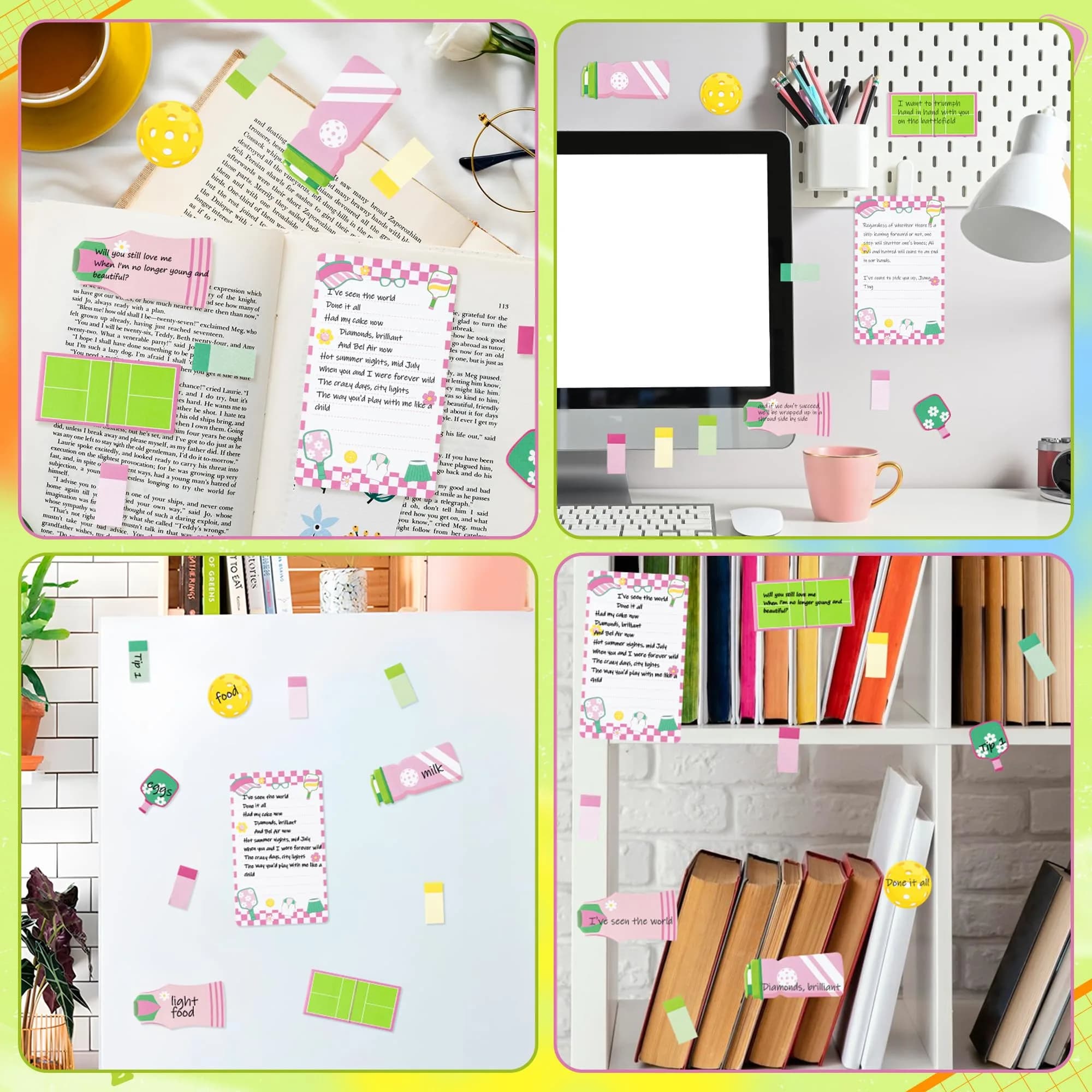 Xqumoi Pink Pickleball Sticky Notes Set (550 Sheets) | Cute Sports Memo Pads for Students & Office - view 6