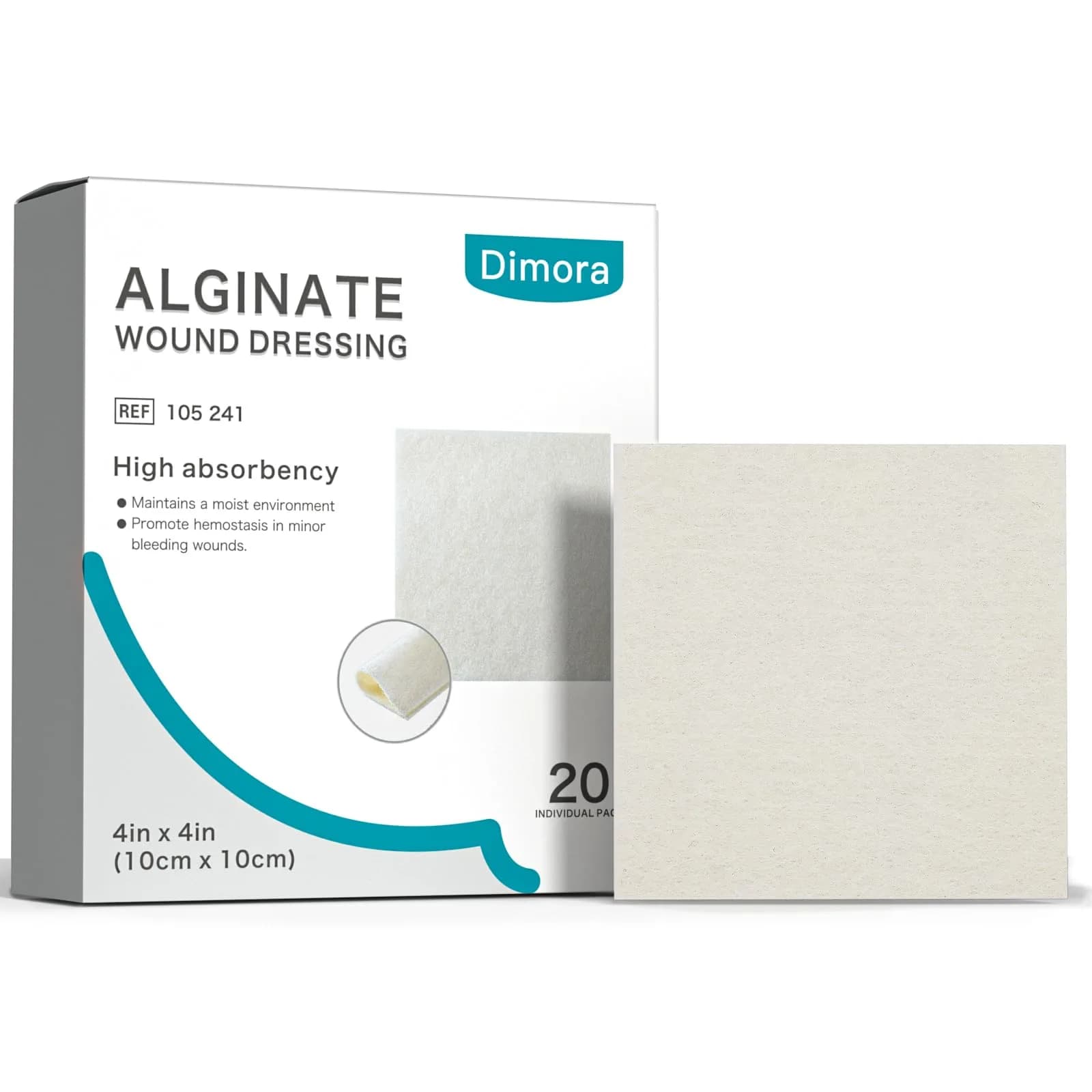 Dimora Silver-Infused Alginate Wound Dressing Pads 4'' x 4'' | Highly Absorbent & Non-Stick for Indian Wounds — Beige / 4'' x 4''