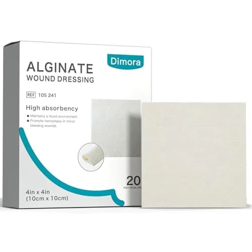 Dimora Calcium Alginate Wound Dressing 4'' x 4'' | Heavy Absorbent, Non-Stick, Sterile Gauze for Moderate to Heavy Exudate Wounds thumbnail 1