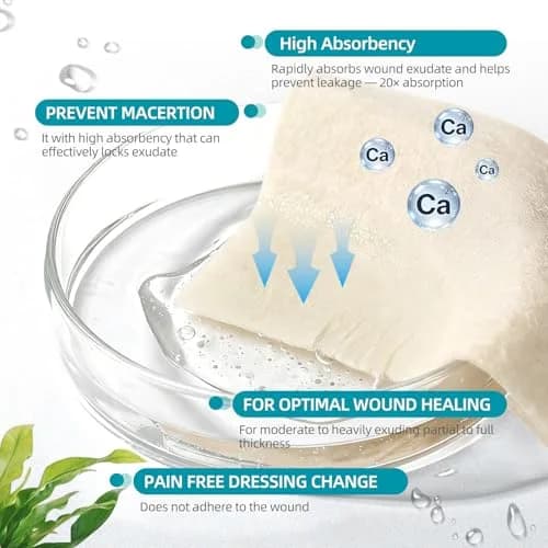 Dimora Calcium Alginate Wound Dressing 4'' x 4'' | Heavy Absorbent, Non-Stick, Sterile Gauze for Moderate to Heavy Exudate Wounds thumbnail 4