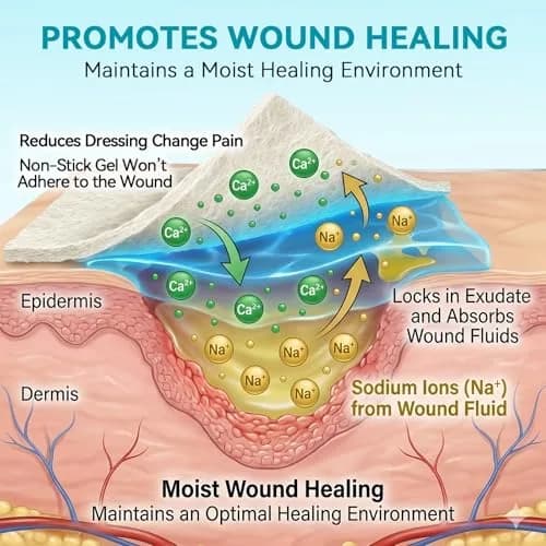 Dimora Calcium Alginate Wound Dressing 4'' x 4'' | Heavy Absorbent, Non-Stick, Sterile Gauze for Moderate to Heavy Exudate Wounds thumbnail 6
