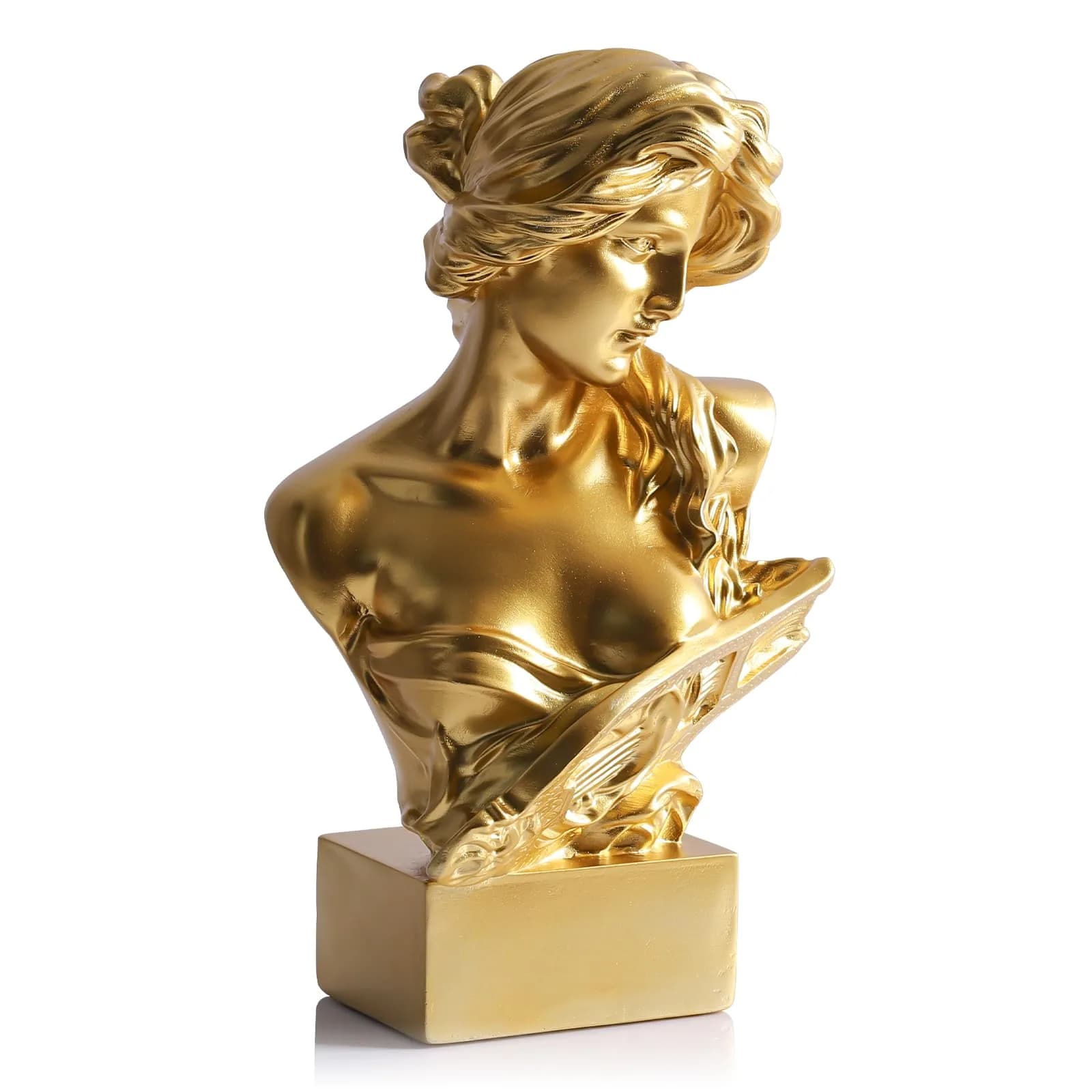 LCCCK Greek Mythology Bust Statue Decor 30cm (11.8") | Gold Goddess Figurine for Sketch Practice & Home — Gold
