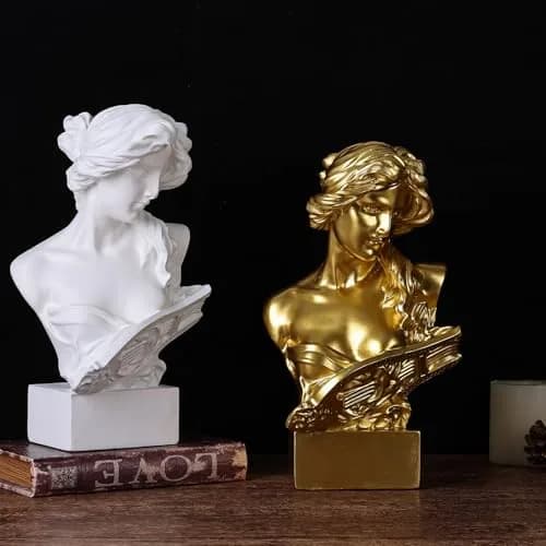 LCCCK Greek Mythology Bust Statue Decor 30cm (11.8") | Gold Goddess Figurine for Sketch Practice & Home thumbnail 6