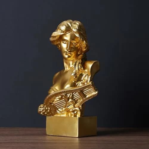 LCCCK Greek Mythology Bust Statue Decor 30cm (11.8") | Gold Goddess Figurine for Sketch Practice & Home thumbnail 3