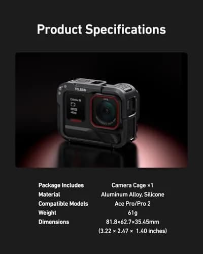 TELESIN Aluminum Alloy Protective Frame Case for Insta 360 Ace Pro 2 | Quick-Release Metal Cage with 1/4" Screw & Cold Shoe thumbnail 7