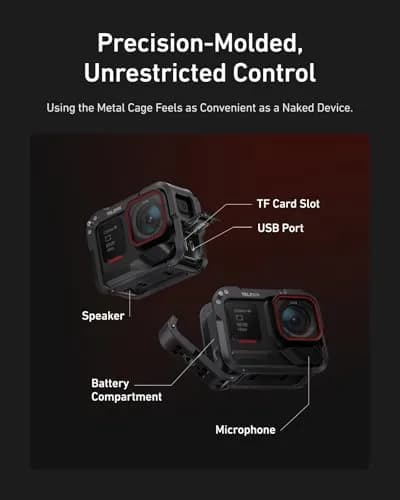 TELESIN Aluminum Alloy Protective Frame Case for Insta 360 Ace Pro 2 | Quick-Release Metal Cage with 1/4" Screw & Cold Shoe thumbnail 3