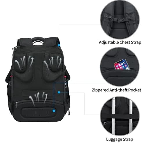 KROSER TSA Friendly Laptop Backpack 17.3 inch XXXL Gaming Backpack with RFID Pockets & USB Port | Water-Repellent Ballistic Fabric thumbnail 5
