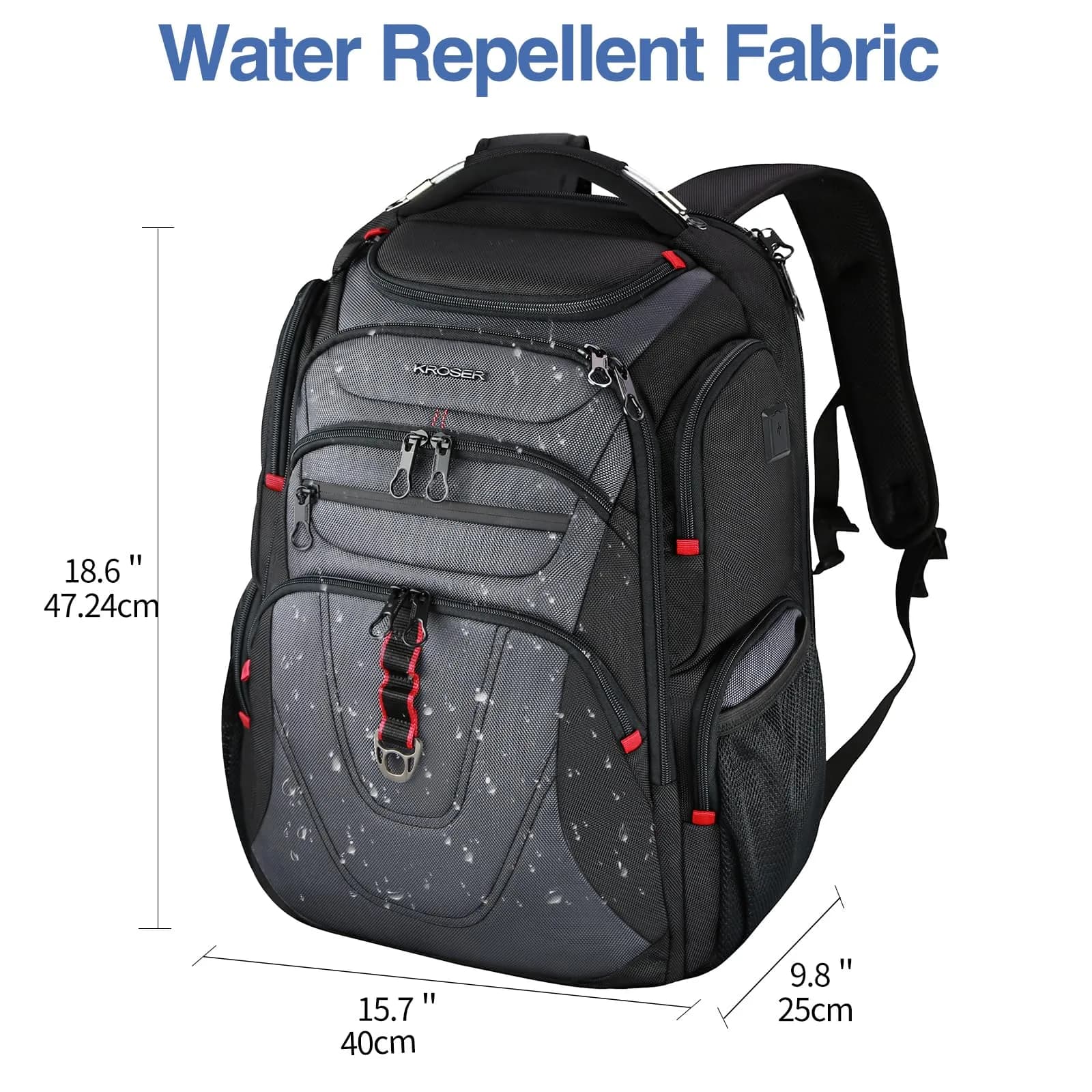 KROSER TSA Friendly Laptop Backpack 17.3 inch XXXL Gaming Backpack with RFID Pockets & USB Port | Water-Repellent Ballistic Fabric - view 2