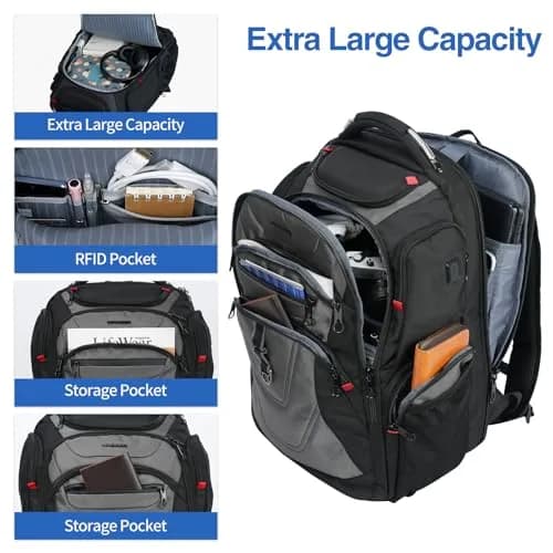 KROSER TSA Friendly Laptop Backpack 17.3 inch XXXL Gaming Backpack with RFID Pockets & USB Port | Water-Repellent Ballistic Fabric thumbnail 3