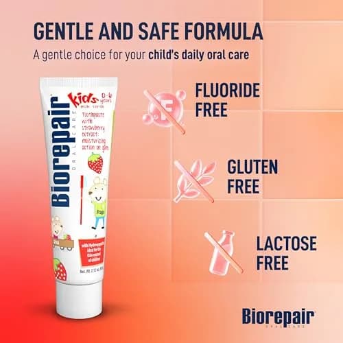 Biorepair Kids Strawberry Fluoride-Free Toothpaste 63ml (2.12 Oz x12) | Gentle Enamel Protection for Ages 0-6 thumbnail 8