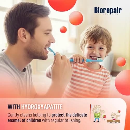 Biorepair Kids Strawberry Fluoride-Free Toothpaste 63ml (2.12 Oz x12) | Gentle Enamel Protection for Ages 0-6 thumbnail 3