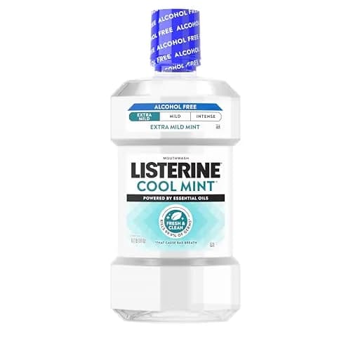 Listerine Extra Mild Alcohol-Free Mouthwash, Cool Mint, 1L (33.8 fl oz) | Kills 99.9% of Bad Breath Germs thumbnail 1