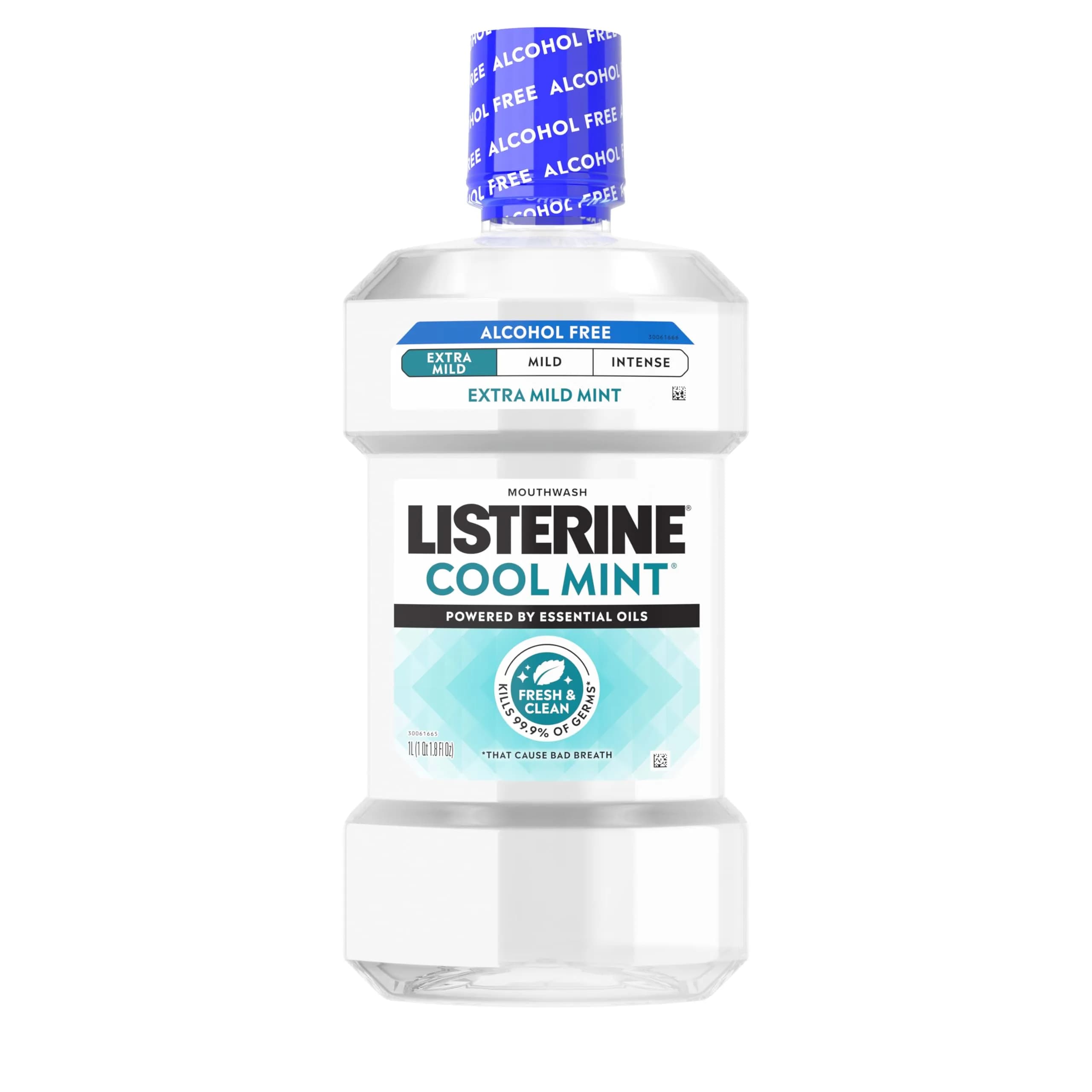 Listerine Extra Mild Alcohol-Free Mouthwash, Cool Mint, 1L (33.8 fl oz) | Kills 99.9% of Bad Breath Germs - main product image