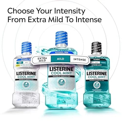 Listerine Extra Mild Alcohol-Free Mouthwash, Cool Mint, 1L (33.8 fl oz) | Kills 99.9% of Bad Breath Germs thumbnail 8