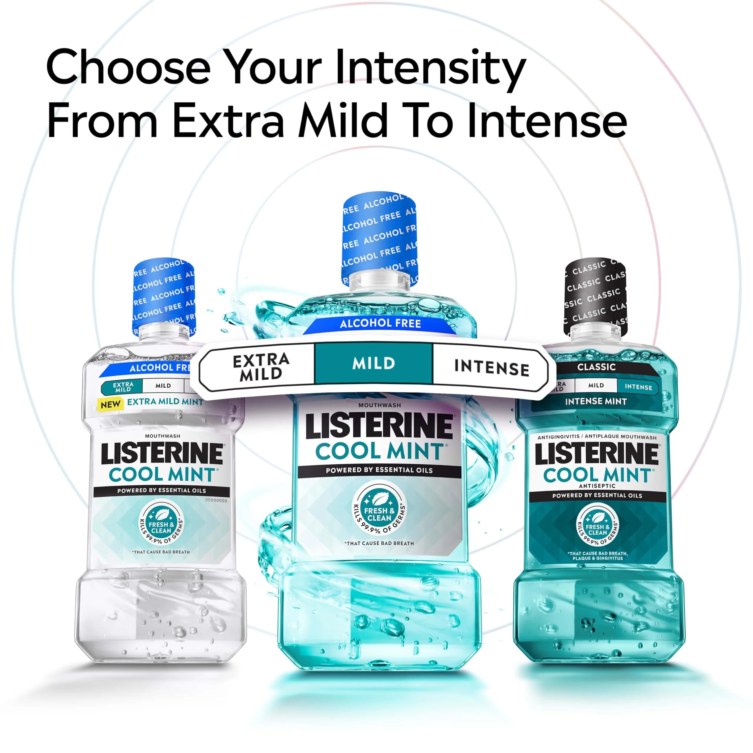Listerine Extra Mild Alcohol-Free Mouthwash, Cool Mint, 1L (33.8 fl oz) | Kills 99.9% of Bad Breath Germs - view 8