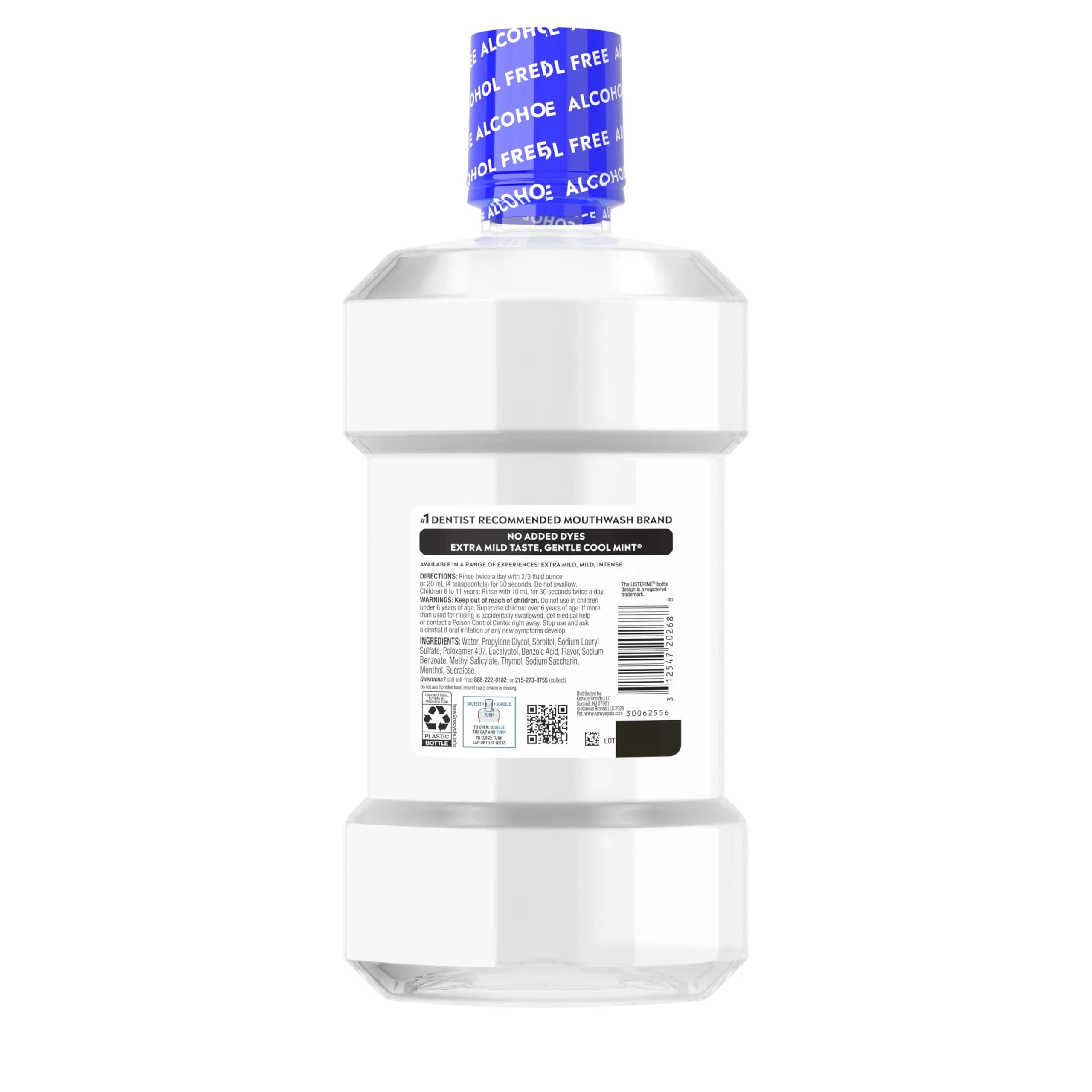 Listerine Extra Mild Alcohol-Free Mouthwash, Cool Mint, 1L (33.8 fl oz) | Kills 99.9% of Bad Breath Germs - view 9