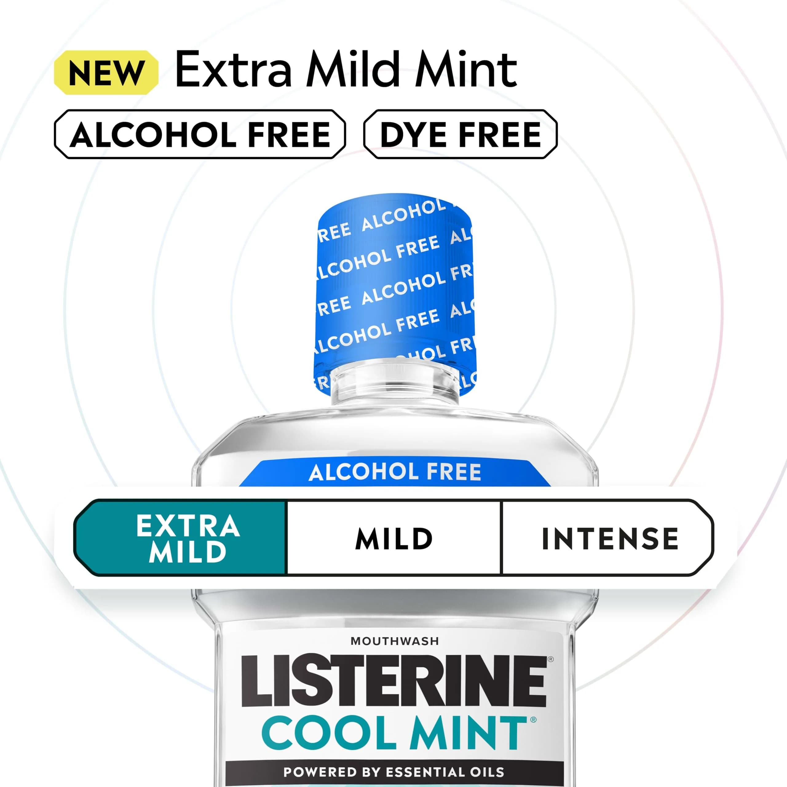 Listerine Extra Mild Alcohol-Free Mouthwash, Cool Mint, 1L (33.8 fl oz) | Kills 99.9% of Bad Breath Germs - view 2