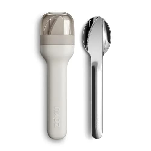 Zoku Pocket Utensil Set Stainless Steel Fork, Knife, and Spoon in Case Grey | Durable Food-Grade 18/8 Flatware for Travel & Camping thumbnail 1