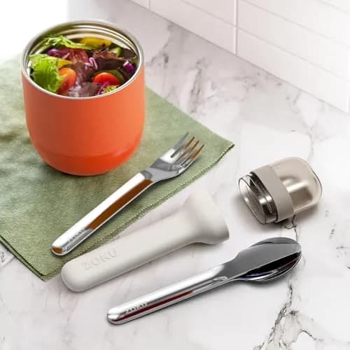 Zoku Pocket Utensil Set Stainless Steel Fork, Knife, and Spoon in Case Grey | Durable Food-Grade 18/8 Flatware for Travel & Camping thumbnail 6