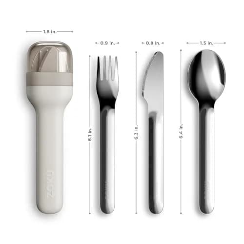 Zoku Pocket Utensil Set Stainless Steel Fork, Knife, and Spoon in Case Grey | Durable Food-Grade 18/8 Flatware for Travel & Camping thumbnail 3