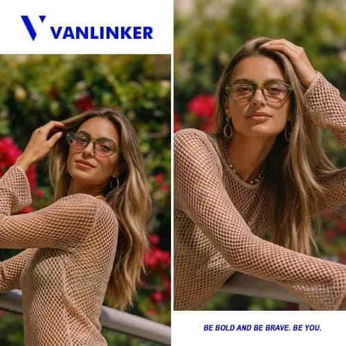 VANLINKER Retro Small Oval Cateye Sunglasses for Women Men VL9915 | UV400 Protection, Unisex Style thumbnail 2