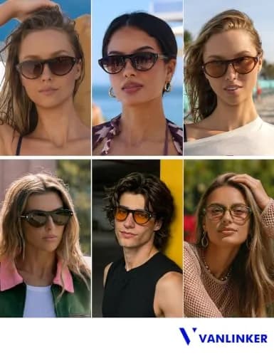 VANLINKER Retro Small Oval Cateye Sunglasses for Women Men VL9915 | UV400 Protection, Unisex Style thumbnail 3