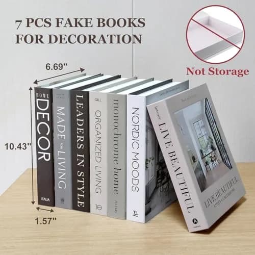 Gocelufe Decorative Books for Home Decor - 7 Pcs Fake Books for Decoration, Faux Stack for Bookshelf, Coffee Table, Designer Decor Set thumbnail 2