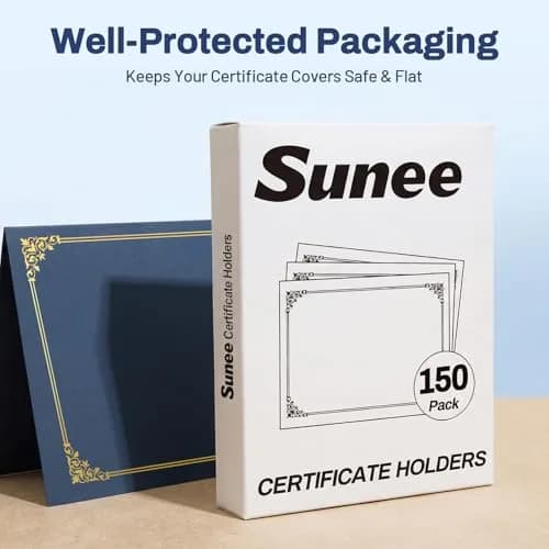SUNEE Certificate Holders Navy Blue 150 Packs | Letter Size 8.5x11 Certificates Protection thumbnail 6