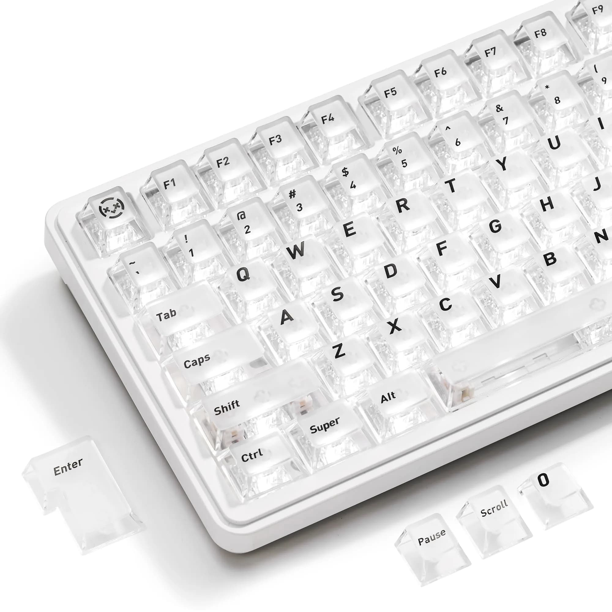 HITIME XVX White Clear Keycaps 119 Keys | Hybrid Transparent Design, Cherry Profile, PC Material, RGB Compatibility