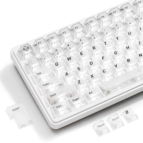 HITIME XVX White Clear Keycaps 119 Keys | Hybrid Transparent Design, Cherry Profile, PC Material, RGB Compatibility thumbnail 1
