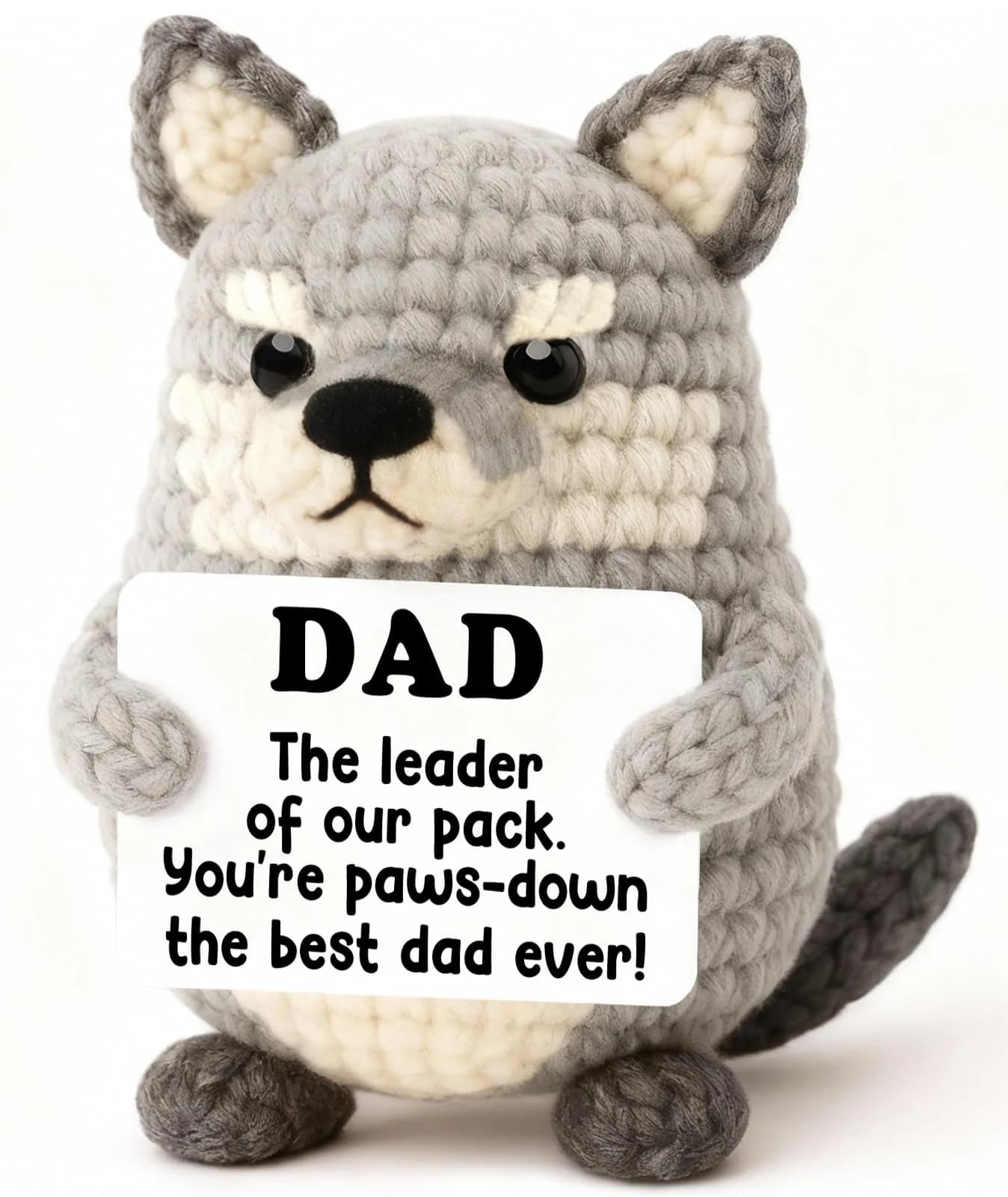 WEYON Handmade Crochet Wolf Plush Toy | Symbolic Pack Leader Gift for Dad - main product image